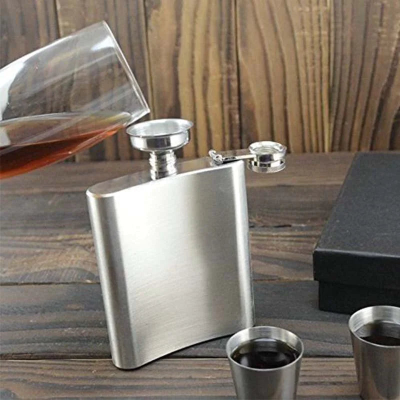 7 oz Stainless Steel Jack Daniels Hip Flask Set