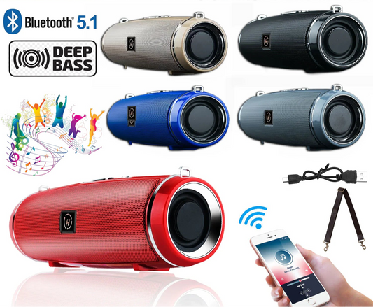 Bluetooth 5.1 Wireless Speaker Waterproof Outdoor Stereo LOUD Bass USB/TF Strap