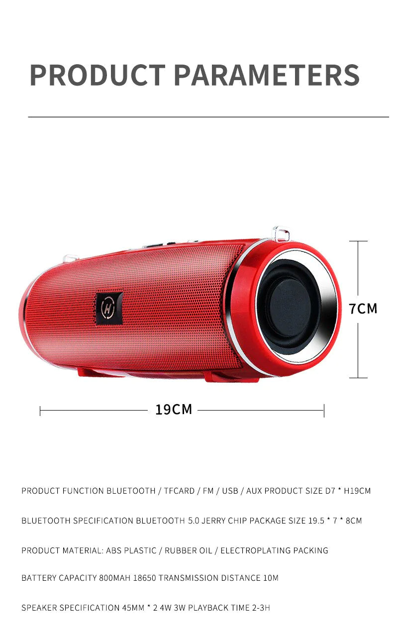 Bluetooth 5.1 Wireless Speaker Waterproof Outdoor Stereo LOUD Bass USB/TF Strap